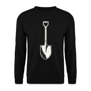 Kunstdruck mit schwarzer und weisser Schaufel - Unisex Pullover - Schwarz - Vorne - Alina (178cm) & Michal (187cm)