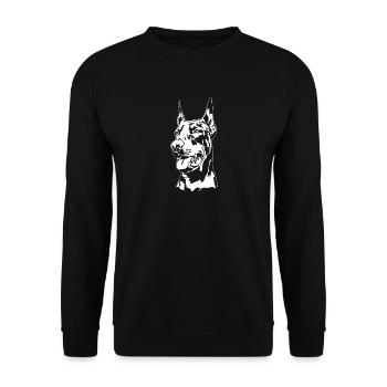 Dobermann Hundeportrait Hunde Hundesport Wilsigns - Unisex Pullover - Schwarz - Vorne - Alina (178cm) & Michal (187cm)
