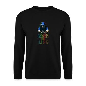 Gamer For Life Geschenk für Gamer & Zocker - Unisex Pullover - Schwarz - Vorne - Alina (178cm) & Michal (187cm)