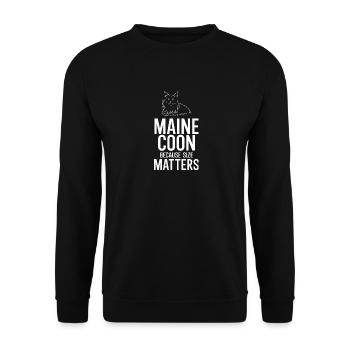 Maine Coon Weil es auf die Größe ankommt - Unisex Pullover - Schwarz - Vorne - Alina (178cm) & Michal (187cm)