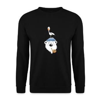 Ours polaire mignon - Sweat-shirt Unisexe - noir - Devant - Alina (178cm) & Michal (187cm)