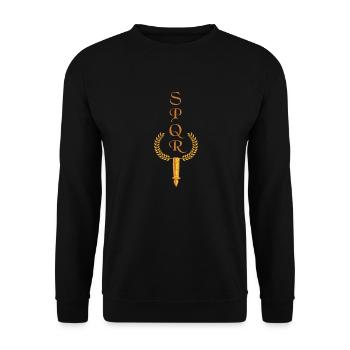 SPQR Römisches Reich Antikes Rom Motiv Gladiator - Unisex Pullover - Schwarz - Vorne - Alina (178cm) & Michal (187cm)