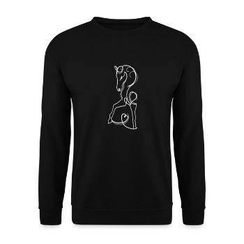 one line Pferd - Unisex Pullover - Schwarz - Vorne - Alina (178cm) & Michal (187cm)