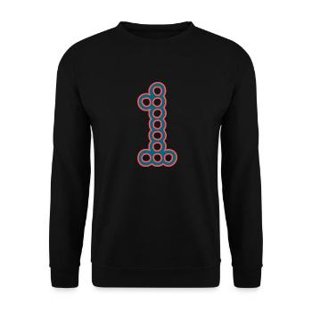 1. 1 Jahr. 1. JUBILÄUM. 1-JÄHRIGES JUBILÄUM - Unisex Pullover - Schwarz - Vorne - Alina (178cm) & Michal (187cm)