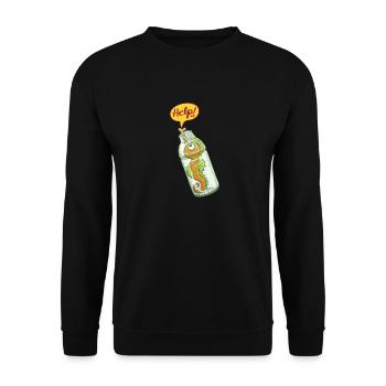 Seahorse trapped in plastic bottle asking for help - Unisex Sweatshirt - black - Front - Alina (178cm) & Michal (187cm)