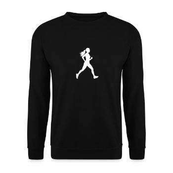 Running Marathon Woman Silhouette - Unisex Sweatshirt - black - Front - Alina (178cm) & Michal (187cm)