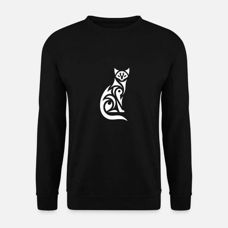 Katzen Illustration mit Tribal-Mustern - Unisex Pullover - Schwarz