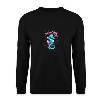 Seahorse Girl - Unisex Pullover - Schwarz - Vorne - Alina (178cm) & Michal (187cm)