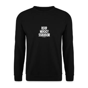 BEAR MARKET SURVIVOR - white - Unisex Pullover - Schwarz - Vorne - Alina (178cm) & Michal (187cm)