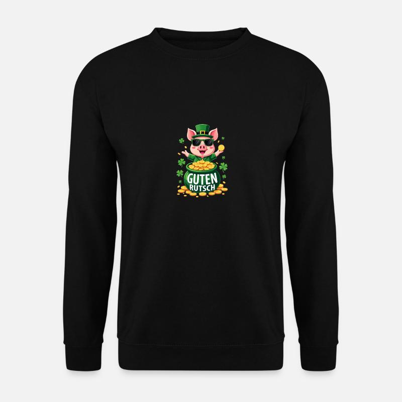Guten Rutsch Silvester Neujahr Glücksschwein - Unisex Pullover - Schwarz