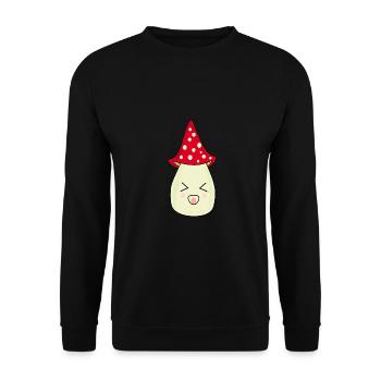 Mushroom fly agaric red with face - Unisex Sweatshirt - black - Front - Alina (178cm) & Michal (187cm)
