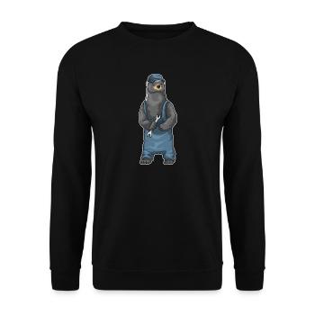 Dachs Mechaniker Schraubenschlüssel Werkstatt - Unisex Pullover - Schwarz - Vorne - Alina (178cm) & Michal (187cm)