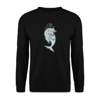 Dolphin Groom Wedding Ring Wedding - Unisex Sweatshirt - black - Front - Alina (178cm) & Michal (187cm)