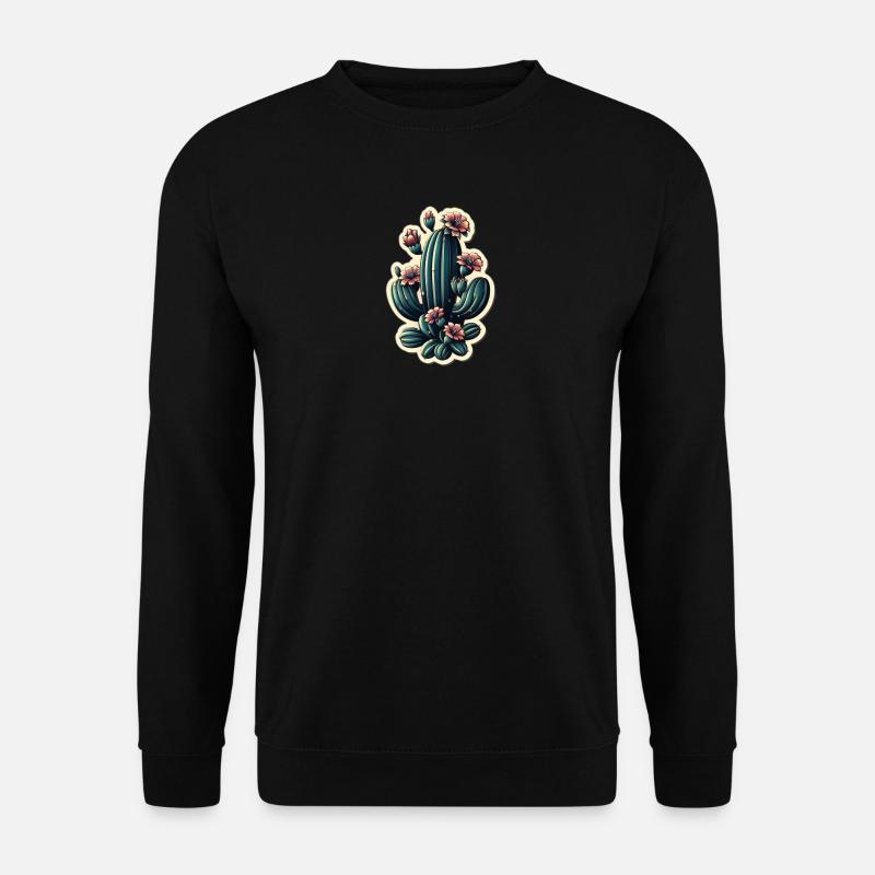 Kaktusblüten im Tattoo-Stil - Unisex Pullover - Schwarz