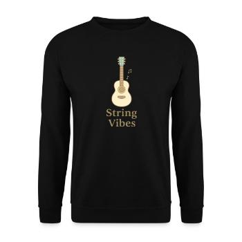 Lofi Guitar Hoodie – String Vibes Streetwear - Unisex Pullover - Schwarz - Vorne - Alina (178cm) & Michal (187cm)