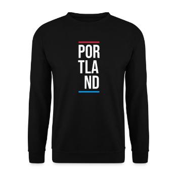 Portland USA City Vertical Wordmark - Unisex Sweatshirt - black - Front - Alina (178cm) & Michal (187cm)