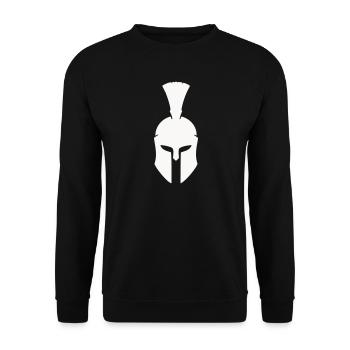 Spartanischer Helm Minimalismus - Unisex Pullover - Schwarz - Vorne - Alina (178cm) & Michal (187cm)