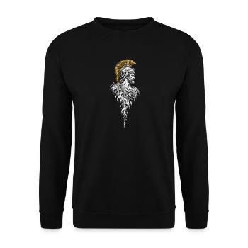 Der Gladiatorenhelm mit Gladius - Unisex Pullover - Schwarz - Vorne - Alina (178cm) & Michal (187cm)