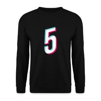 5 - NUMBER 5 - Number 5 jersey number - Unisex Sweatshirt - black - Front - Alina (178cm) & Michal (187cm)
