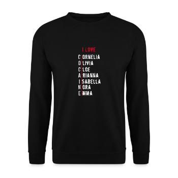 Ich liebe Kokain | weißer Text - Unisex Pullover - Schwarz - Vorne - Alina (178cm) & Michal (187cm)