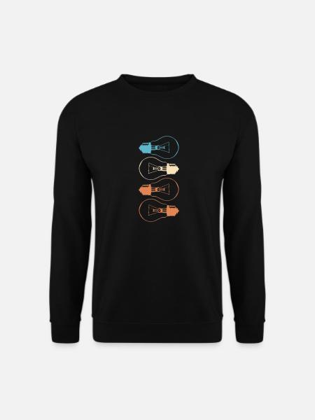 Idee Glühbirne Licht Gehirn Lampe Denken Vektor - Unisex Pullover - Schwarz