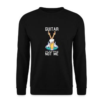 Lustiges E-Gitarren Spruch Motiv und Gitarrist - Unisex Pullover - Schwarz - Vorne - Alina (178cm) & Michal (187cm)