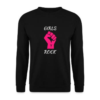 Féminisme « Girls Rock » - Sweat-shirt Unisexe - noir - Devant - Alina (178cm) & Michal (187cm)