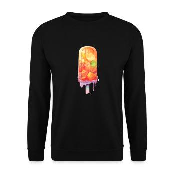Fruchtiges Wassereis am Stil bunte Früchte Sommer - Unisex Pullover - Schwarz - Vorne - Alina (178cm) & Michal (187cm)