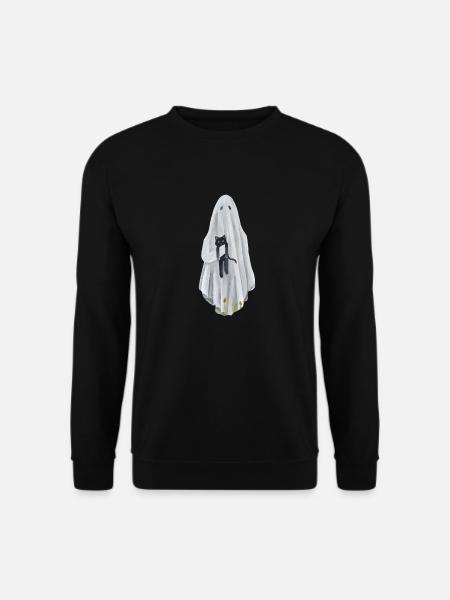 Geist mit Katze - Unisex Pullover - Schwarz