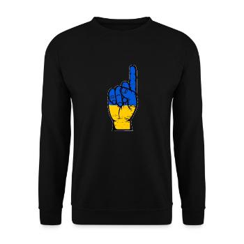 Ukraine Flagge Nummer 1 used - Unisex Pullover - Schwarz - Vorne - Alina (178cm) & Michal (187cm)