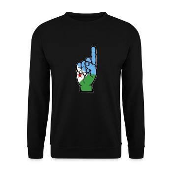 Dschibuti Flagge Nummer 1 - Unisex Pullover - Schwarz - Vorne - Alina (178cm) & Michal (187cm)