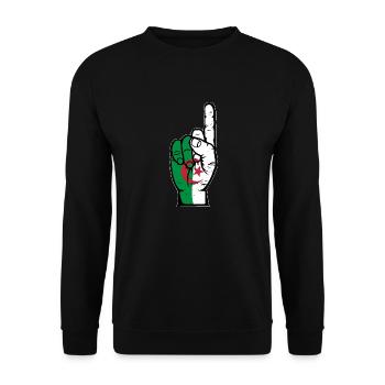 Algerien Flagge Nummer 1 used - Unisex Pullover - Schwarz - Vorne - Alina (178cm) & Michal (187cm)