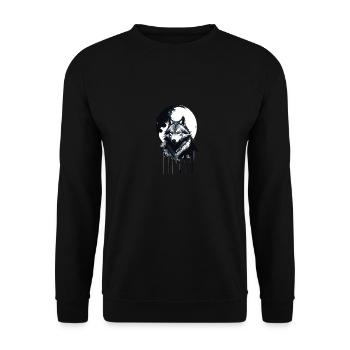Wolf,Moon,Landscape,Ink,Painting - Unisex Sweatshirt - black - Front - Alina (178cm) & Michal (187cm)