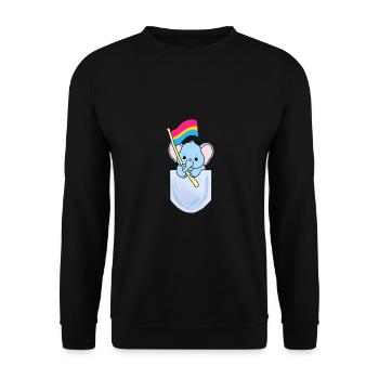 Elefant in Tasche Pan Pride - Unisex Pullover - Schwarz - Vorne - Alina (178cm) & Michal (187cm)