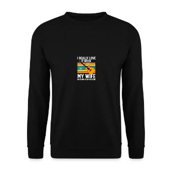 Ich Liebe Es Wenn Meine Frau Gitarre Gitarrist - Unisex Pullover - Schwarz - Vorne - Alina (178cm) & Michal (187cm)