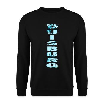 Duisburg Deutschland Stadt Schrift Skyline Heimat - Unisex Pullover - Schwarz - Vorne - Alina (178cm) & Michal (187cm)