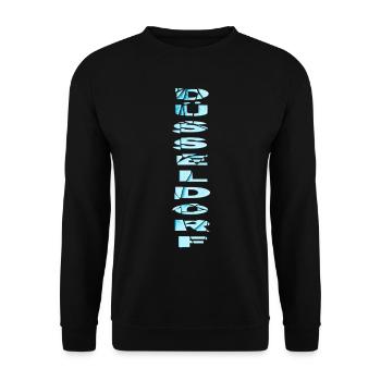 Düsseldorf Deutschland Stadt Schrift Skyline - Unisex Pullover - Schwarz - Vorne - Alina (178cm) & Michal (187cm)