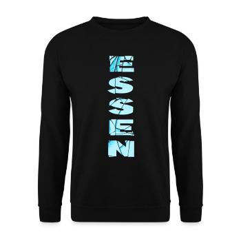 Essen Deutschland Stadt Schrift Skyline Heimat - Unisex Pullover - Schwarz - Vorne - Alina (178cm) & Michal (187cm)