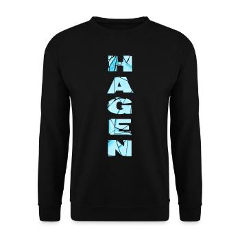 Hagen Germany City Font Skyline Home - Unisex Sweatshirt - black - Front - Alina (178cm) & Michal (187cm)