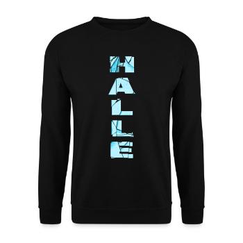 Hall Germany City Font Skyline Home - Unisex Sweatshirt - black - Front - Alina (178cm) & Michal (187cm)