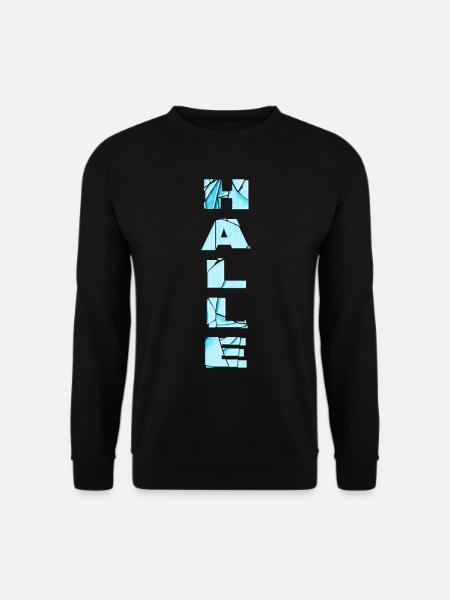 Halle Deutschland Stadt Schrift Skyline Heimat - Unisex Pullover - Schwarz
