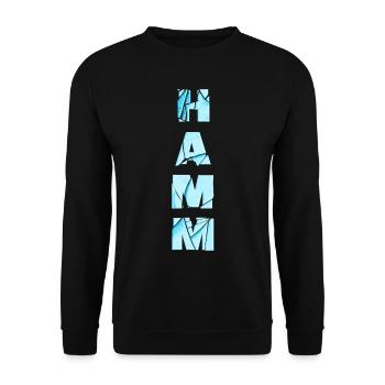 Hamm Deutschland Stadt Schrift Skyline Heimat - Unisex Pullover - Schwarz - Vorne - Alina (178cm) & Michal (187cm)