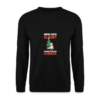 Père Noël Fête de Noël Noël Chats - Sweat-shirt Unisexe - noir - Devant - Alina (178cm) & Michal (187cm)