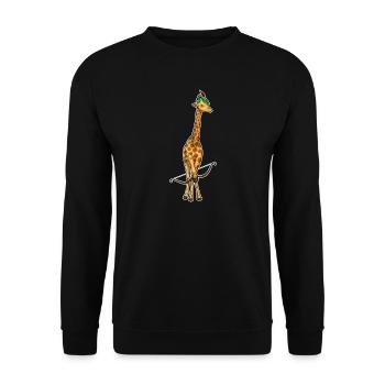 Giraffe Bogenschütze Bogen - Unisex Pullover - Schwarz - Vorne - Alina (178cm) & Michal (187cm)