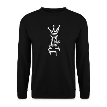 Schach Graffiti König Think Symbol Schachspieler - Unisex Pullover - Schwarz - Vorne - Alina (178cm) & Michal (187cm)