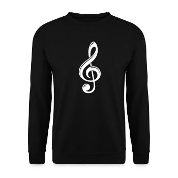 Violinschlüssel Notenschlüssel Weiß Symbol - Unisex Pullover - Schwarz - Vorne - Alina (178cm) & Michal (187cm)