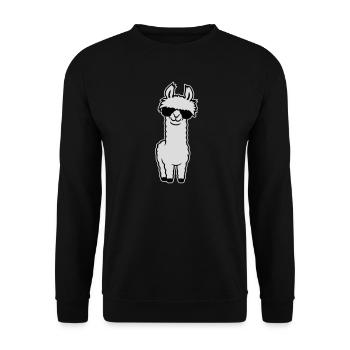 Lunettes de soleil Cool Lama Alpaga Souriant Drôle - Sweat-shirt Unisexe - noir - Devant - Alina (178cm) & Michal (187cm)