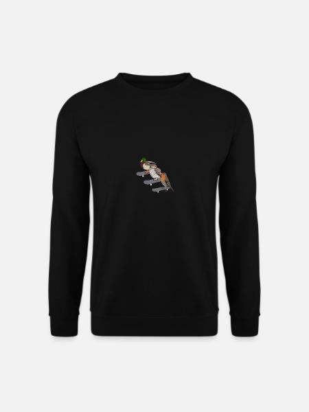Rotkehlchen Ente Eule Skateboard Vogel - Unisex Pullover - Schwarz