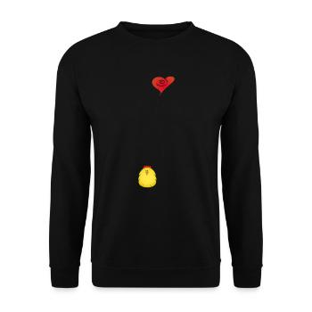 Niedliches Huhn in der Liebe-Geschenk-Idee - Unisex Pullover - Schwarz - Vorne - Alina (178cm) & Michal (187cm)