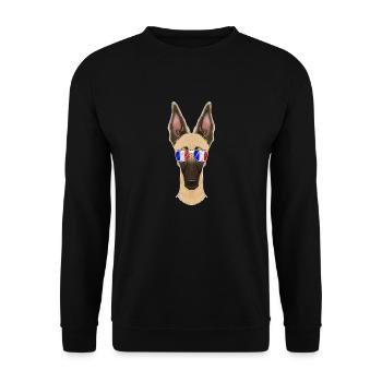 Malinois France Sunglasses I French Flag - Unisex Pullover - Schwarz - Vorne - Alina (178cm) & Michal (187cm)
